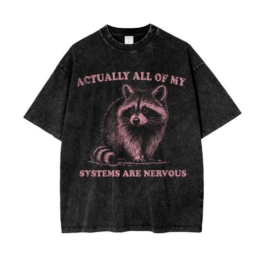 Actually All Of My Systems Are nervous Shirt, Funny Raccoon TShirt, Anxiety Shirt, Mental Health Tshirt, Anxious Problems Tees