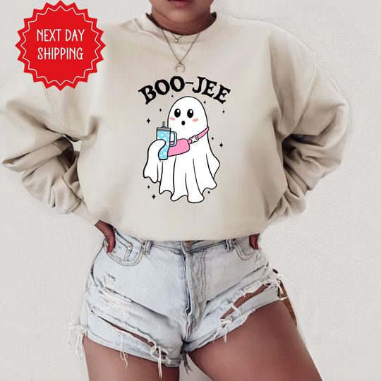 Halloween Ghost Sweatshirt, Boo Jee Shirt, Boo Shirt, Spooky Season Ghost Sweater, Spooky Vibes Shirt, Halloween Gifts