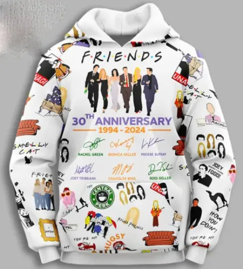 Friends 30Th Anniversary Hoodie 1994 – 2024 3D Unisex Gift For Fans