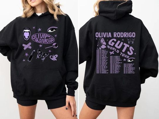 Two-sided Olivia Rodrigo Guts Tour 2024 Hoodie, The Guts World Tour 2024 Hoodie, Olivia Rodrigo Hoodie, Guts Tour 2024