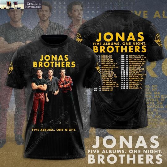 Jonas Brothers Band 3D Shirt, Five Albums One Night The Tour 2024 T-shirt, Jonas I Love Hot Dads 3D Polyester Tee, Joe Jonas Cotton Shirt