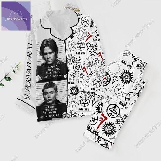 Halloween Supernatural Pajamas Set, Supernatural Tv Series Pajamas, Winchester Brother Pajamas, Dean Winchester Pjs, Supernatural Pjs