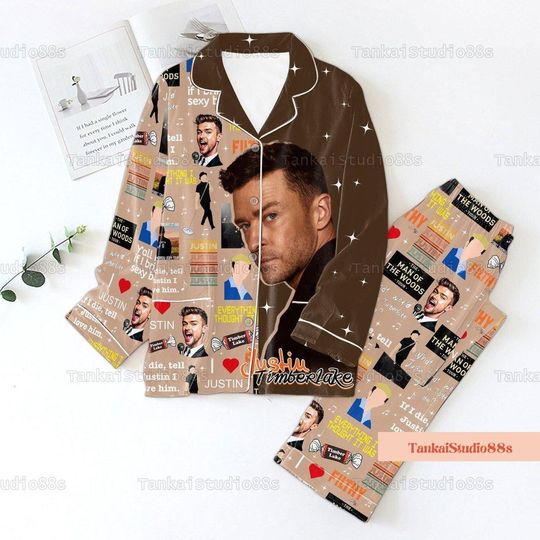 Justin Timberlake Nsync Pajamas, Justin Timberlake Nsync Tour 2024 Pajamas Set, Justin Timberlake Women Pajamas, Justin Timberlake Pjs