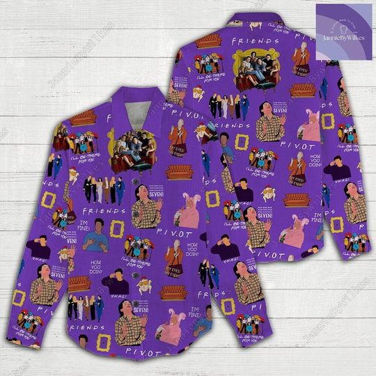 Friends Linen Shirt, Friends Tv Series Casual Shirt, 90s Tv Show Shirt, Chandler Bing Shirt, Friends Sitcom Shirt, Blouse Women Shirt