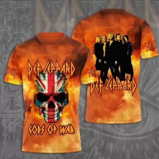 Unisex 3D Def Leppard T-Shirt  Def Leppard T-Shirt  Rock Band Short Sleeve Unisex