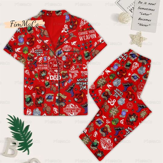 Dungeons And Dragons Pajamas Set, Dnd Womens Pajamas, Dnd Holiday Pajamas, Dnd Pajamas Family, Dnd Matching Pajamas Set, Gift For Fan