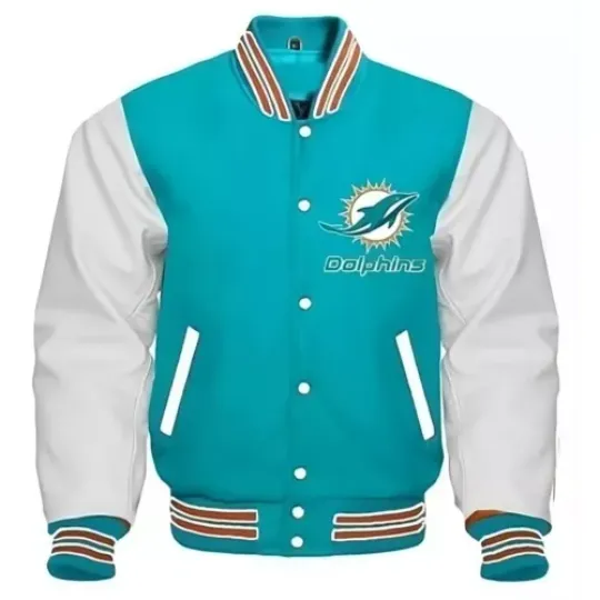 Miami Dolphins Varsity Jacket, Coat, Birthday Gift, Sport Gifts