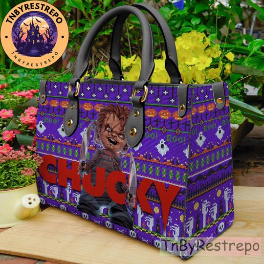Halloween Horror Movie Leather Handbag, Halloween Chucky Handbag, Shoulder Bag, Crossbody Bag, Shopping Bag, Top Handle Bag