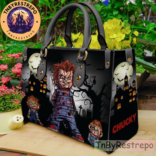 Halloween Horror Movie Leather Handbag, Halloween Chucky Handbag, Shoulder Bag, Crossbody Bag, Shopping Bag, Top Handle Bag