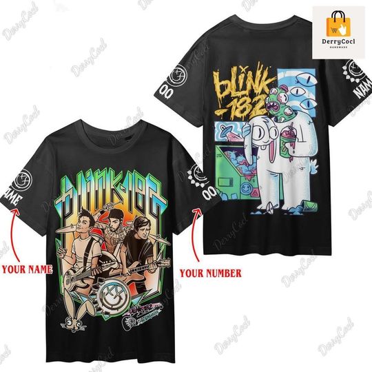 B182 3D Shirt, B182 The World Tour T-Shirt, Personalized Rock n Roll Unisex Shirt, B182 Band Concert 2024 Tee Shirt For