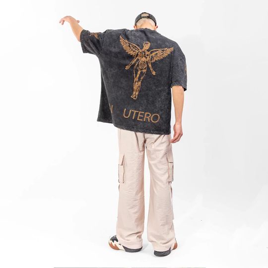Nirvana In Utero Oversize Acid Wash Unisex T-shirt | High Quality Printed 100%