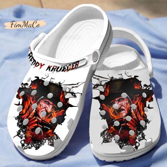 Halloween Freddy Krueger Clogs, Freddy Krueger Sandals, Freddy Krueger Summer Shoes, Nightmare On Elm Street Shoes, Horror Fan Gift