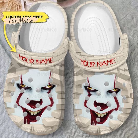 Personalized Pennywise Clogs, Halloween Pennywise Shoes, Pennywise Sandals, Pennywise Casual Shoes, It Pennywise Shoes, Gift For Fan
