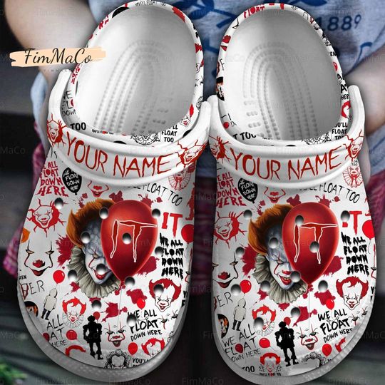 Custom Pennywise Clogs, Halloween Pennywise Shoes, Pennywise Sandals, Pennywise Casual Shoes, Horror Pennywise Shoes, Halloween Gift