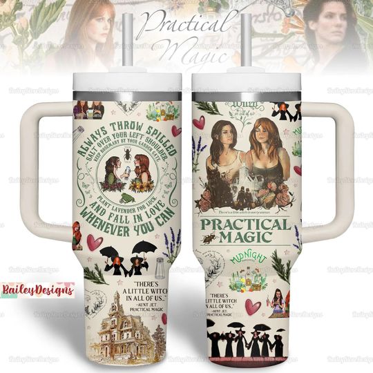 Midnight Margaritas Tumbler 40oz, Apothecary Tumbler Cup, Practical Magic Coffee Tumbler, Basic Witch Tumbler, Halloween Movie Tumbler