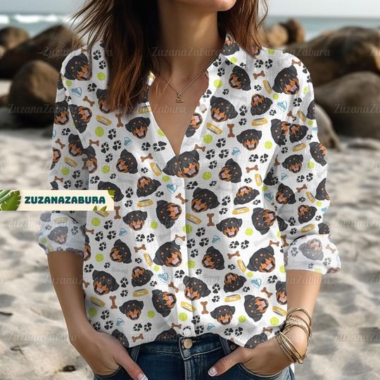 Rottweiler Linen Shirt, Rottweiler Shirt, Rottweiler Mom Shirt, Dog Mom Shirt, Rottweiler Gift, Dog Linen Shirt, Long Sleeve Shirt