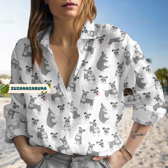 Schnauzer Linen Shirt, Schnauzer Shirt, Schnauzer Gifts, Animal Lover Shirt, Miniature Schnauzer Shirt, Dog Mom Gifts, Dog Lover Gift