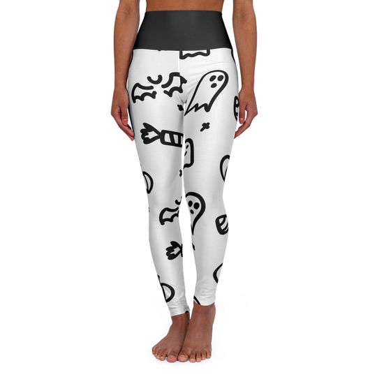 Cute Ghost Halloween Leggings | High Waisted Yoga Pants