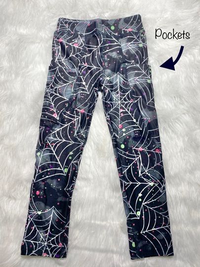 Halloween Spiderweb Leggings, pockets, buttery soft, spider