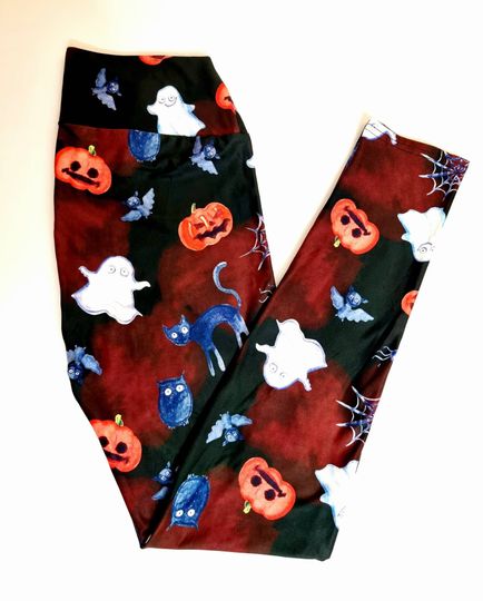 Halloween Black Cat Leggings, Super Soft Milk Silk Leggings, Beautiful Halloween