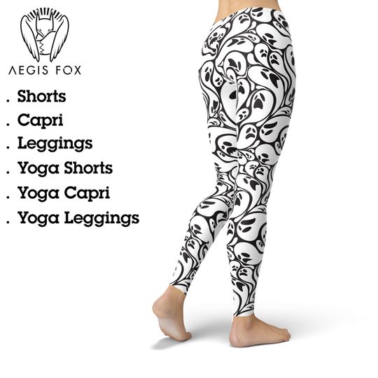Halloween Leggings for Women, Ghost Leggings, Printed Leggings, High Waist Leggings