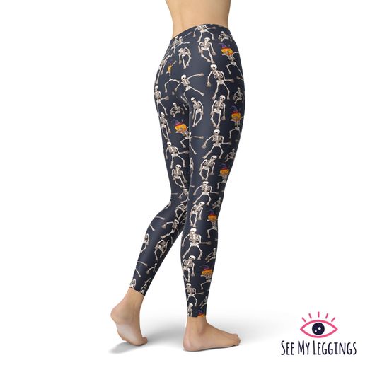 Halloween Leggings, Funny Skeleton Leggings, Printed Leggings, Leggings for Women