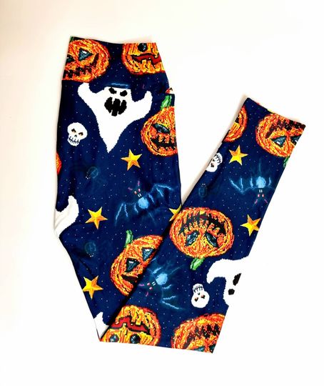 Halloween Pumpkin Leggings, Super Soft Milk Silk Leggings, Beautiful Halloween