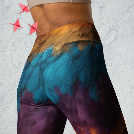 Leggings Yoga Pants High Waist Leggings For Women Best Gift For Her Feather Leggings Yoga Leggings