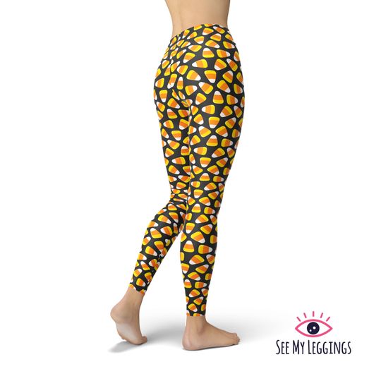 Candy Corn Leggings, Halloween Leggings, Printed Leggings, Workout Leggings
