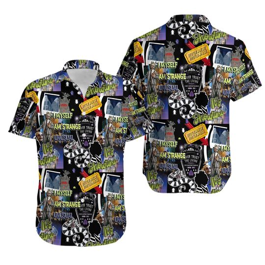 I MYSELF AM STRANGE UNUSUAL BEETLEJUICE HAWAIIAN SHIRT