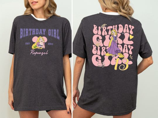 Custom Princess Birthday Girl Double Sided Shirt, Disney Rapunzel Shirt