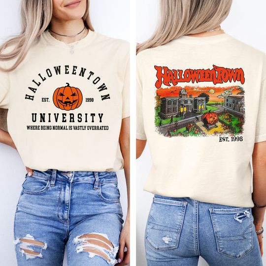 Halloweentown Shirt, Spooky Pumpkin Tee, Comfort Colors, Halloween 2 Sides Tee