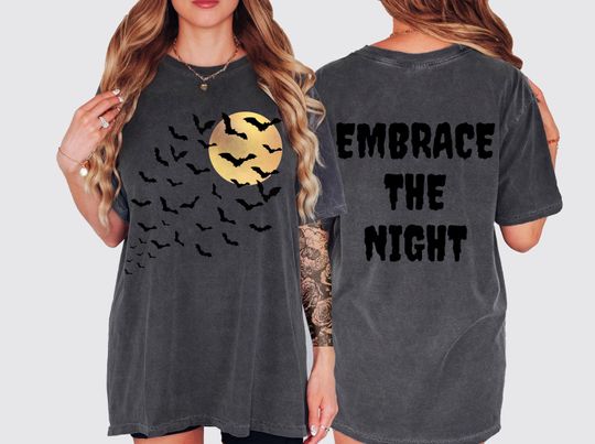 Bats Shirt, Halloween Bats Double Sided Shirt, Flying Bats, Eerie Bats