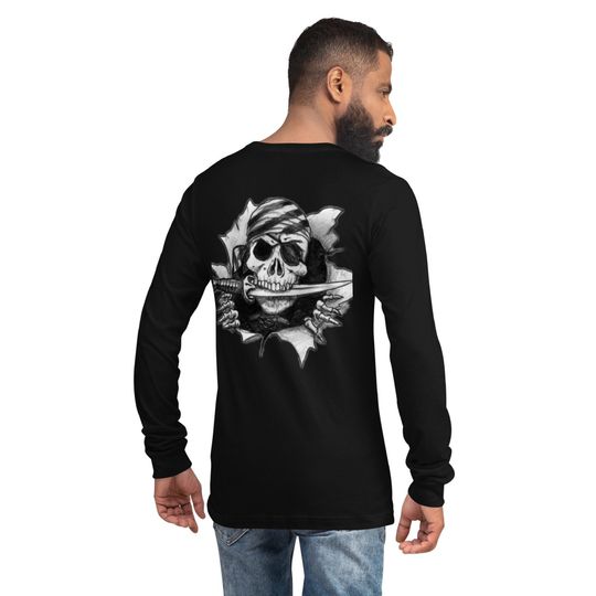 Skull pirate long sleeve t-shirt, Keep calm and say ARR, pirate shirt,skull shirt