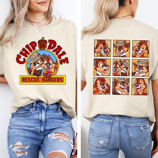 Disney 2 sided Chip N Dale Shirt, Double Trouble Chip and Dale Tee