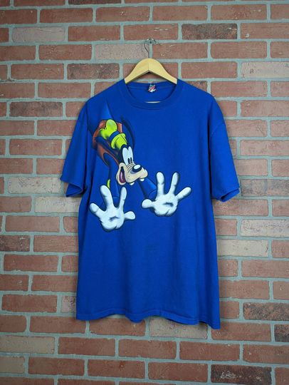 Vintage 90s Double Sided Disney Goofy Bustin' Through ORIGINAL Cartoon Tee