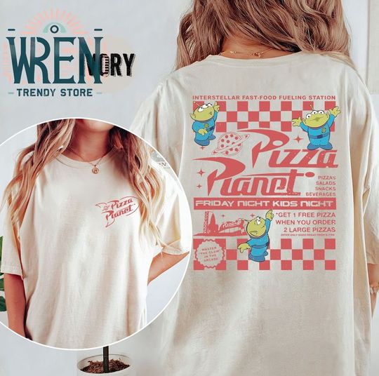 Vintage Two-sided Pizza Planet Toy Story Shirt