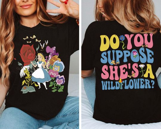 2 Sided Retro Groovy Alice In Wonderland Shir