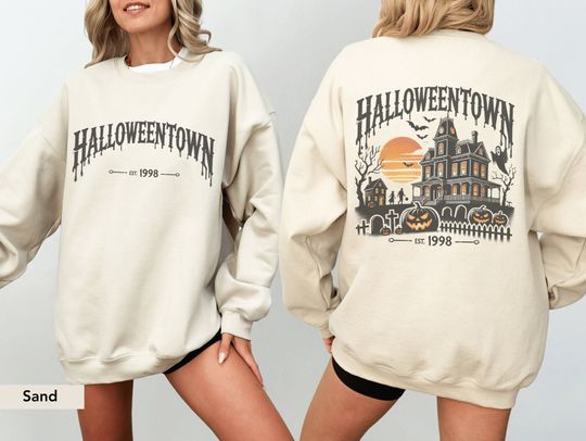 Vintage Halloween Back and Front Sweatshirt, Retro Halloween Crewneck Sweater