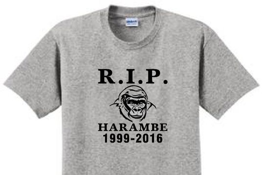 R.I.P. HARAMBE T-shirt, Unisex Summer Casual Short Sleeve Shirt