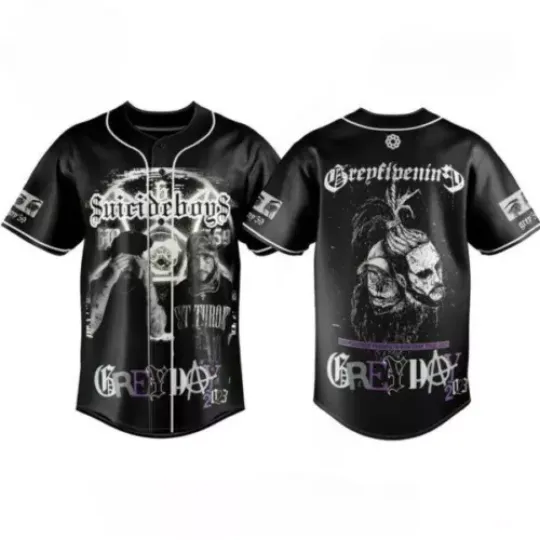 Men’s Suicideboys Grey Day Black Baseball Jersey