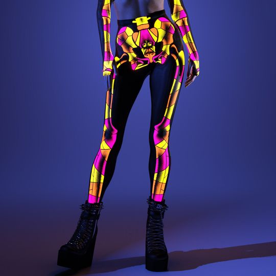 UV Reflective Leggings Women, Mesh Halloween Leggings Womens