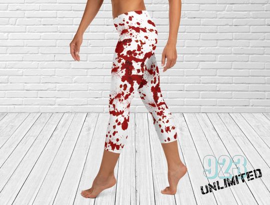 What a Mess Capri Leggings Bloody Leggings Halloween Tights Halloween Leggings