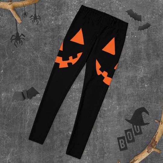 Jack O Lantern Leggings, Halloween Leggings, Cute Fall Halloween Pumpkin Print