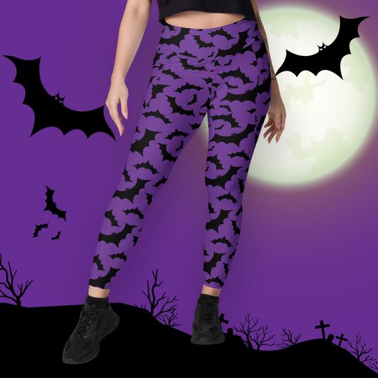 Bat Recycled Leggings with pockets - All-over bats pattern print leggings