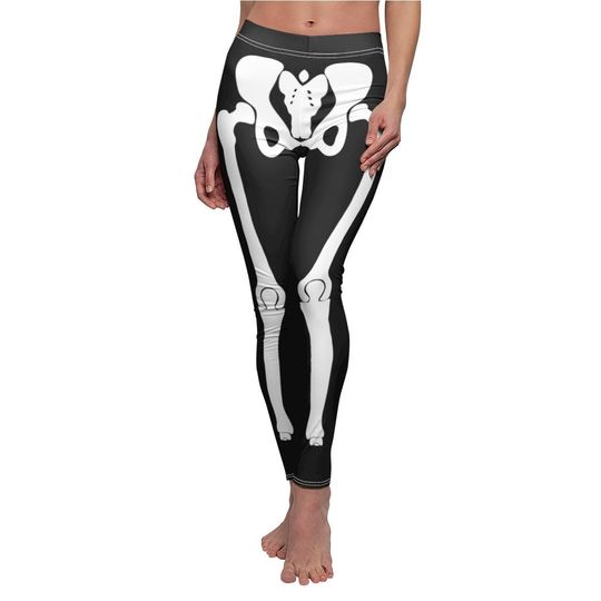 Skeleton Leggings Women, Halloween Bones Goth Printed Yoga Pants