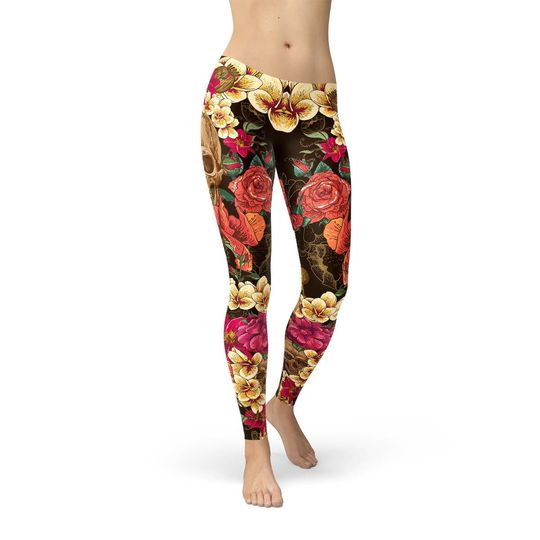 Skull and Roses Leggings - Day of the Dead Leggings