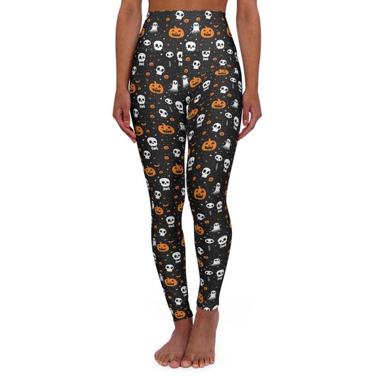 Scary Halloween Leggings High Waisted Yoga Leggings Pumpkin Web