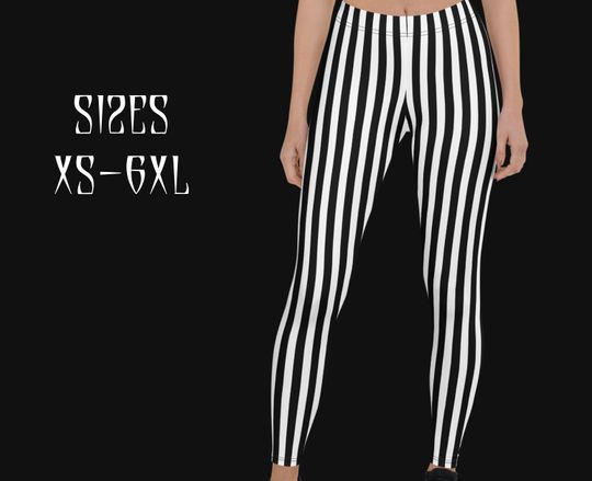 Black & White striped leggings|Beetlejuice|Witch leggings|Halloween