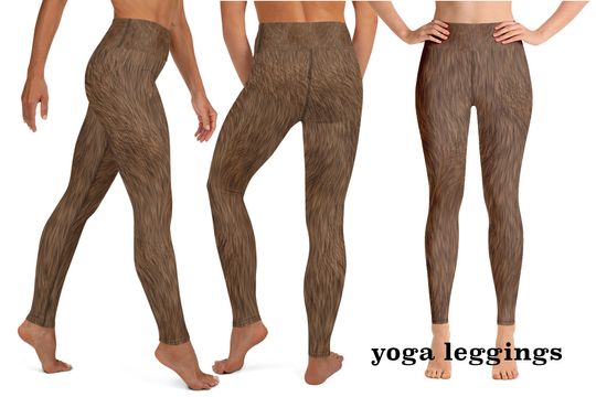 Furry Print Costume Brown Bear Dog Monkey Animal Spandex Leggings